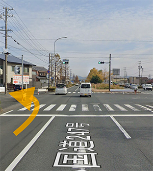 350mほど直進して前芝郵便局前 (交差点)を左折すると当院がみえます